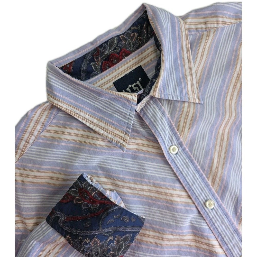 41 51 New York London‎ Men XL Paisley Long Sleeve Button Flip Cuff Shirt